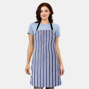 Vertical Blue & White Stripes Apron