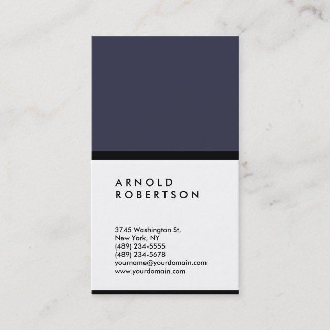 Vertical Blue White Trendy Consultant Manager Business Card (Front)