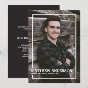 Vertical Border Photo Graduation Party Invitation