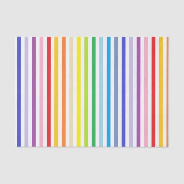 Vertical Broader Spectrum Rainbow and White Stripe Tissue Paper (Front)