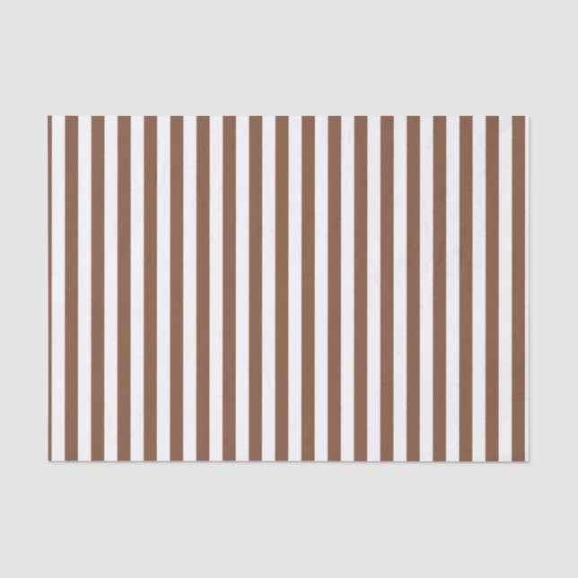 Vertical Brown and White Stripes Tissue Paper (Front)