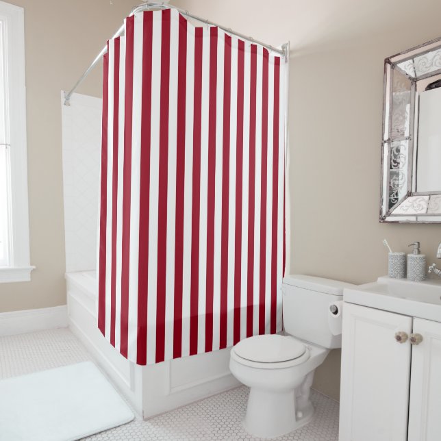 Vertical Burgundy and White Stripes (In Situ)