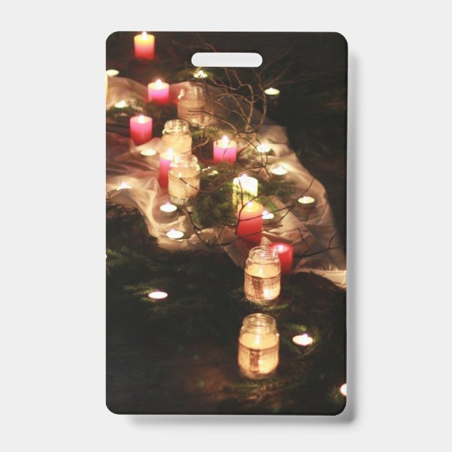 Vertical Candlelight Event Badge – Customizable (Front)