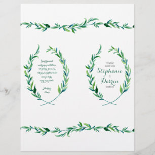 Vertical Ceremony Program Olive Laurel Leaf Wreath