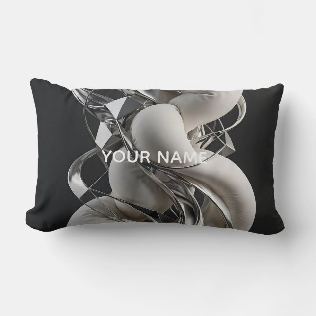 Vertical Chrome Twist - Premium 3D Abstract Lumbar Pillow (Front)
