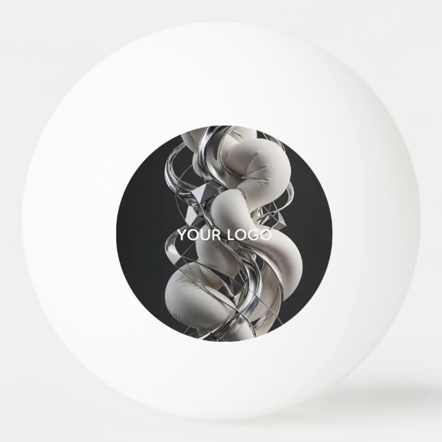 Vertical Chrome Twist - Premium 3D Abstract Ping Pong Ball (Front)
