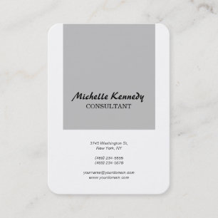 Vertical Chubby Modern Simple Grey White Script Business Card