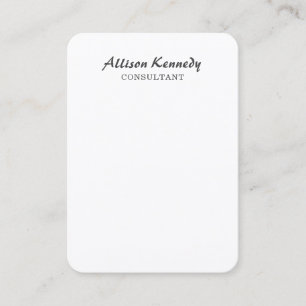 Vertical Chubby Ultra Thick White Brush Script Business Card