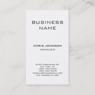 Vertical Classical White Manager Business Card