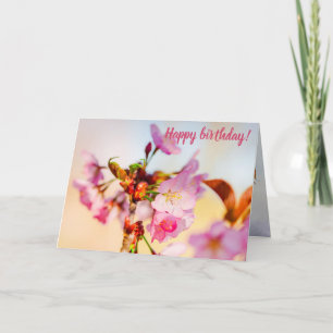 Vertical Cluster Of Sakura Flowers In The Garden Card