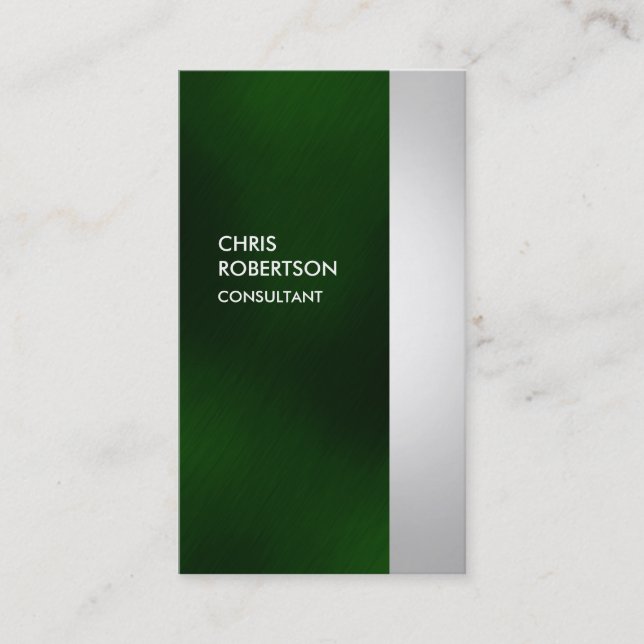 Vertical Colourful Green Grey Stripes Business Car Business Card (Front)
