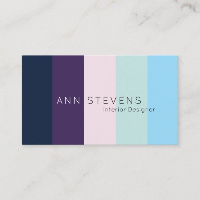 Vertical colourful stripe pattern business card (Front)