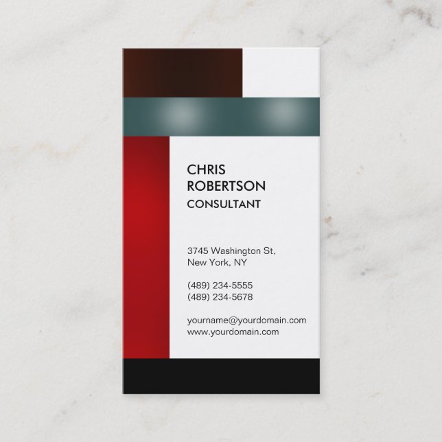 Vertical Colourful Stripes Creative Business Card (Front)