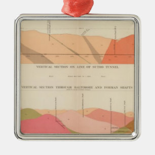 Vertical Cross Sections of the Lode, Sutro Tunnel Metal Ornament