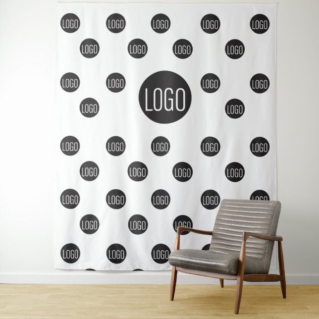 Vertical Custom Logo Company step and repeat Tapestry (In Situ)