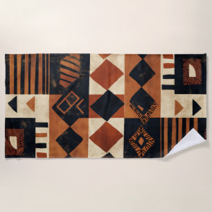 Vertical design with African elements Beach Towel