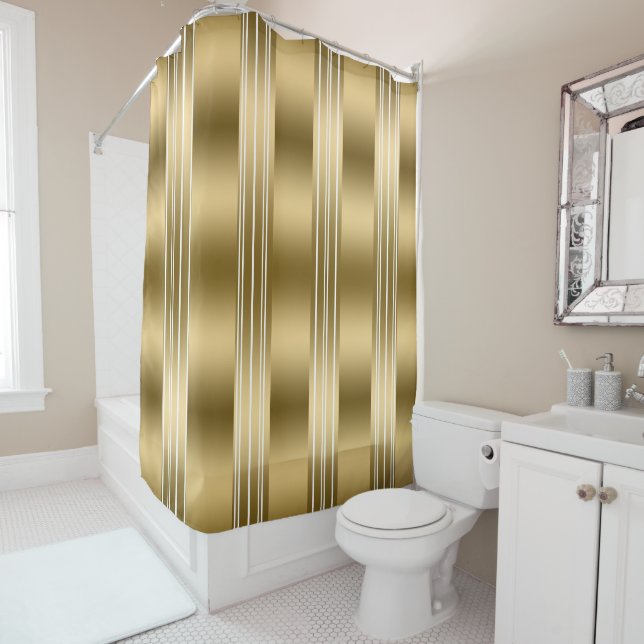 Vertical Double Gold Stripes On White Background (In Situ)