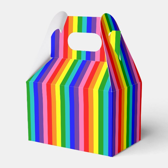 Vertical Eight Stripe Rainbow Pride Flag Favor Box (Front Side)