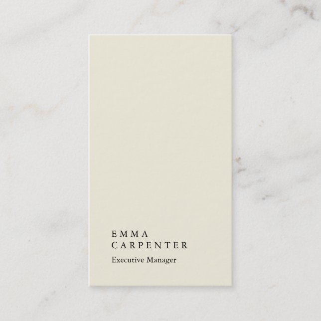 Vertical elegant impressive beige plain manager business card (Front)