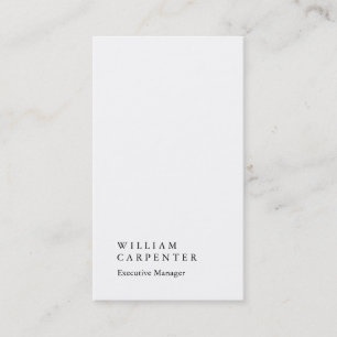 Vertical elegant impressive white plain manager business card