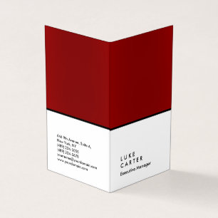 Vertical elegant red white black plain manager business card