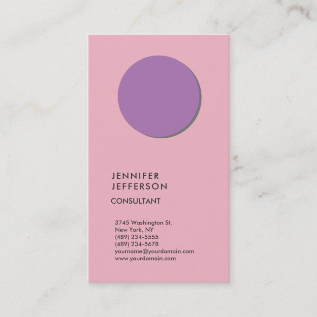 Vertical Feminine Trendy Minimalist Modern Business Card (Front)