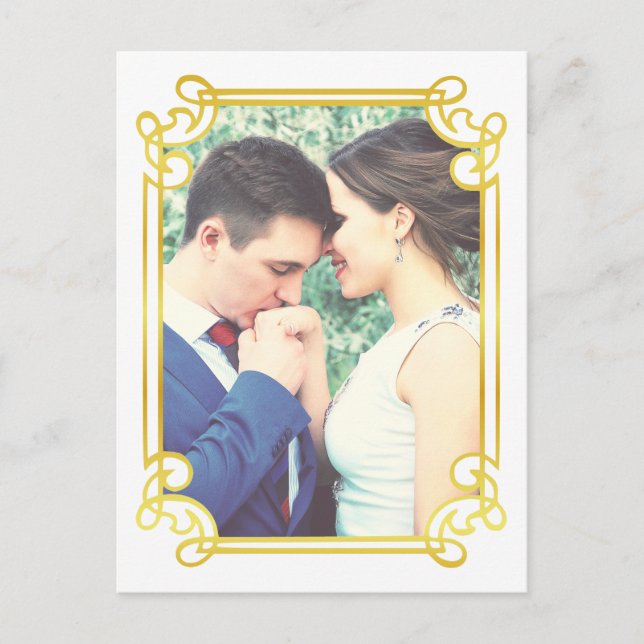 Vertical framed engaged couple postcard (Front)