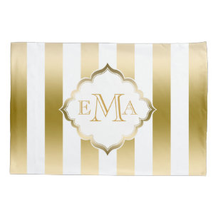 Vertical Gold And White Stripes Pillowcase