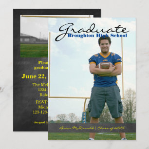 Vertical Graduate Photo - Chalkboard Stripe Invitation