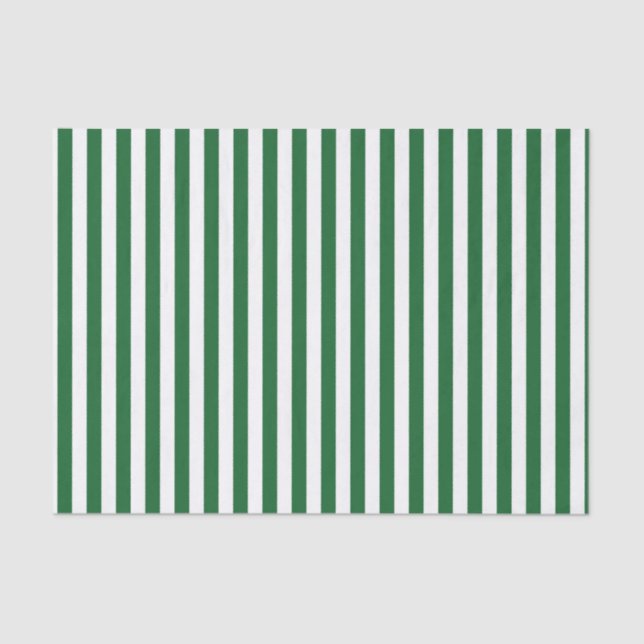 Vertical Green and White Stripes Tissue Paper (Front)