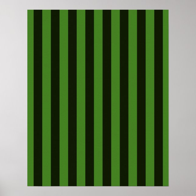 Vertical Green & Black Classic Stripes Background Poster (Front)