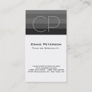 Vertical Grey Black White Monogram Business Card