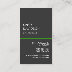 Vertical Grey Green Line Attractive Business Card