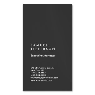 Vertical grey professional plain modern stylish Magnetic business card