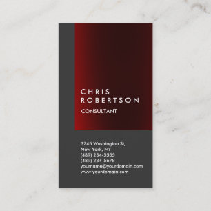 Vertical Grey Red Stripe Consultant Business Card