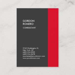 Vertical Grey Red Stripe Elegant Plain Modern Business Card