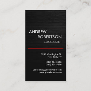 Vertical Grey Red Wood Effect Business Card