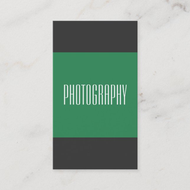 Vertical Grey Sea Green Photography Business Card (Front)