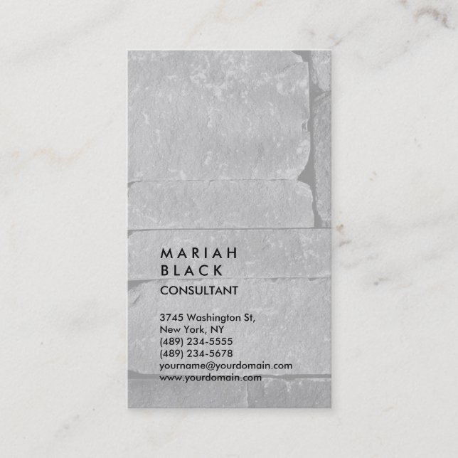 Vertical Grey Wall Professional Trendy Business Card (Front)