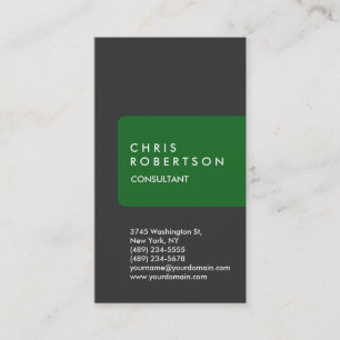Vertical Grey White Green Stripe Business Card