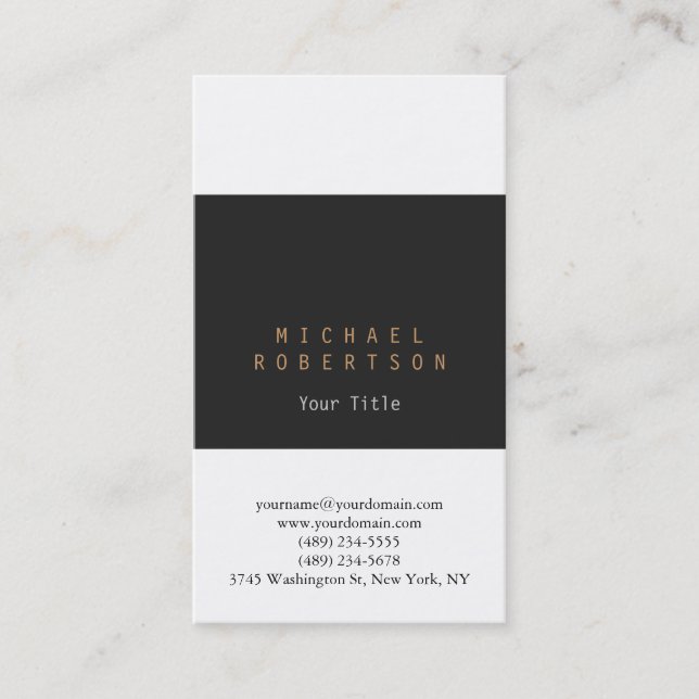Vertical Grey White Plain Business Card (Front)