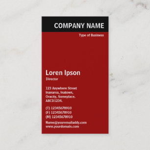 Vertical Header - Black with Maroon 990000 Business Card