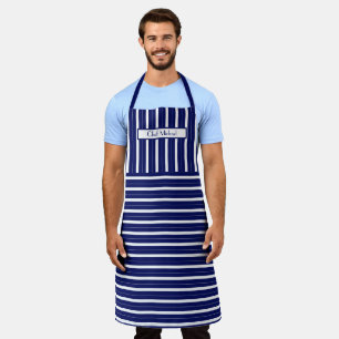 Vertical Horiz Stripe #3 DIY Colours Blue White SV Apron