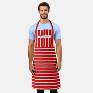 Vertical Horiz Stripe #3 DIY Colours Red White SV Apron