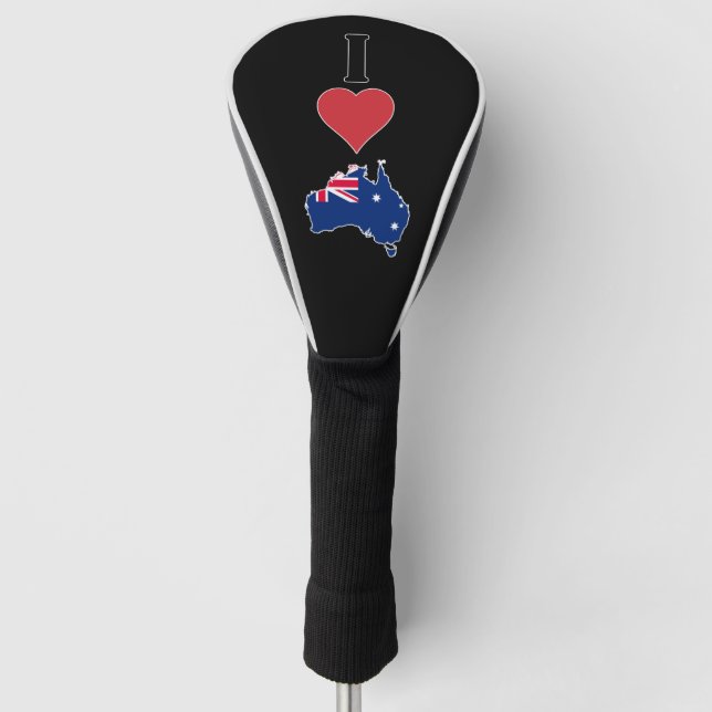 Vertical I Love Australia / I Heart Australia Golf Head Cover (Front)