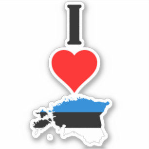 Vertical I Love Estonia Estonian Map and Flag