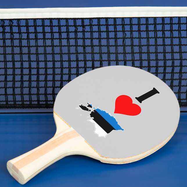 Vertical I Love Estonia / I Heart Estonia Estonian Ping Pong Paddle (Insitu)