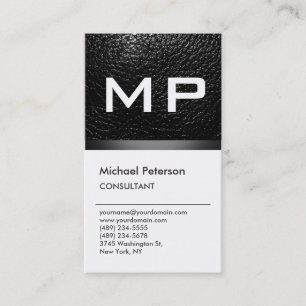 Vertical Leather Effect Monogram Business Card