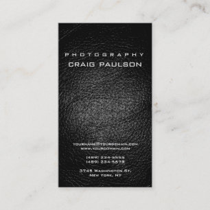 Vertical Leather Effect Photography Business Card