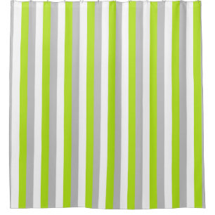 Vertical Lime Green, Silver and White Stripes
